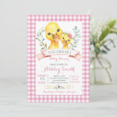 canard ferme baby shower invitation fille rose (Debout devant)