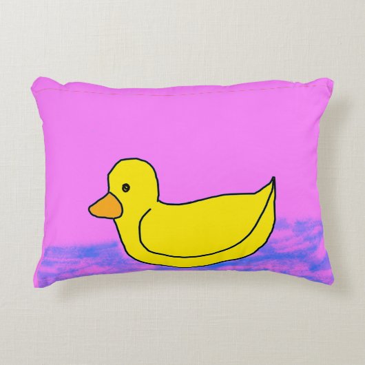 canard jaune mignon sur Coussin rose Accent (Devant)