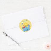 Canard Jaune, Parapluie, Autocollant Baby shower J (Enveloppe)