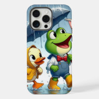 Canard mignon, grenouille, lapin sous la pluie
