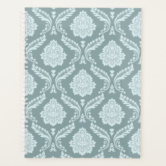 Canard Rococo Motif Damask Œuf Bleu+Turquoise (Devant)
