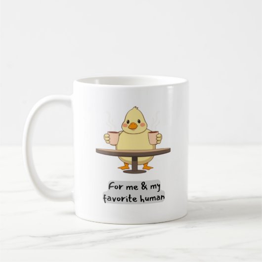 Canard tenant deux tasses de café (Gauche)