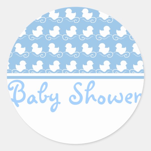 canards bleus en rangée baby shower autocollant (Devant)