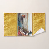 Canards colverts américains dans une rivière nagea (Serviette à main)