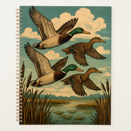 Canards colverts en vol, art faunique (Devant)