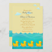 Canards dans une invitation de baby shower de (Devant / Derrière)