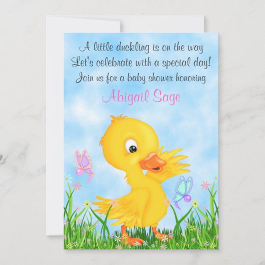 Canards et papillons Baby showers Invitations fill (Devant)