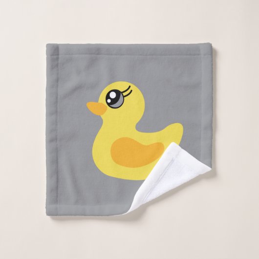 Canards jaunes mignons sur bandes grises (Gant de toilette)