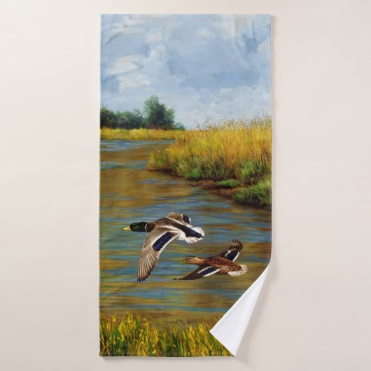 Canards-Majards Survolant L'Étang (Serviette de bain)