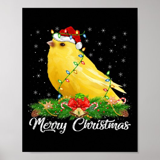 Canarische vogelliefhebber Matching Santa Hat Cana Poster (Voorkant)