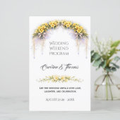 Canary Geel Freesia Bruiloftsweekendprogramma (Staand voorkant)