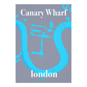 Canary Wharf Londen kaart reisposter Foto Afdruk
