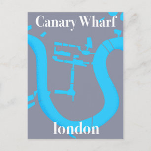 canary wharf london map reisposter briefkaart