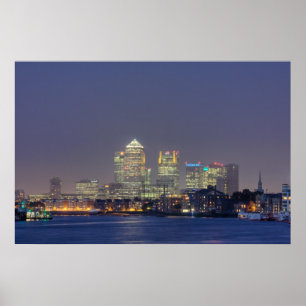 Canary Wharf 's nachts Poster