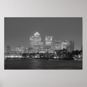 Canary Wharf 's nachts Poster