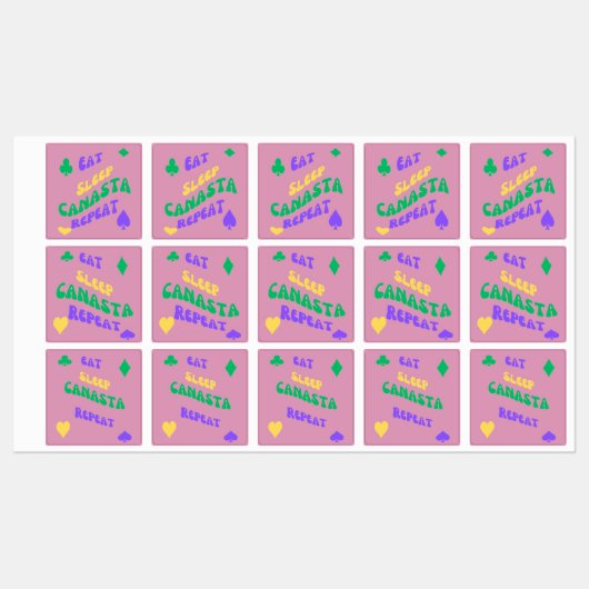 Canasta Enthusiast Mantra Eat Sleep Canasta herhal Labels (Vel)