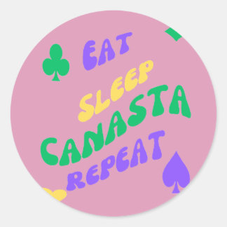 Canasta Enthusiast Mantra Eat Sleep Canasta herhal Ronde Sticker