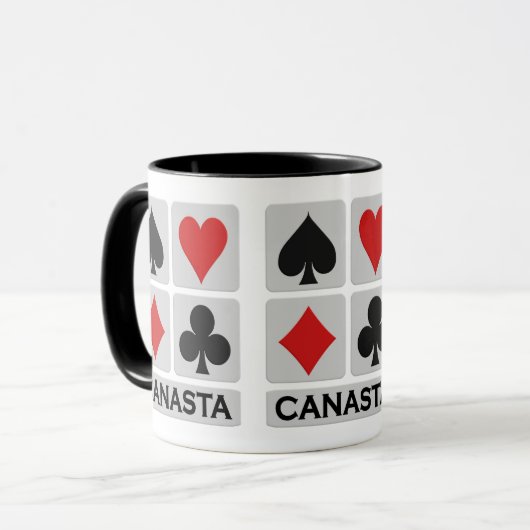 Canasta-mok - kies stijl en kleur mok (Voorkant links)