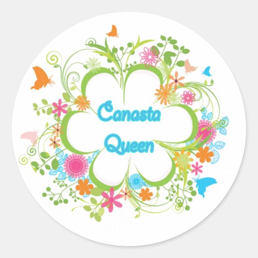 Canasta Queen Ronde Sticker (Voorkant)