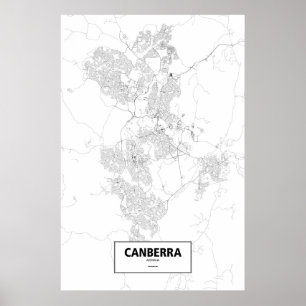 Canberra, Australië (zwart op wit) Poster