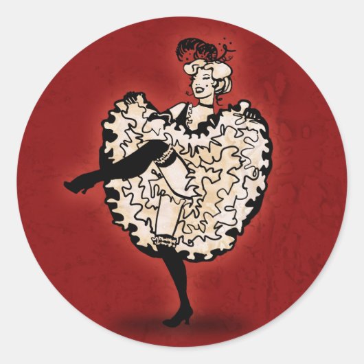 Cancan Dancer Ronde Sticker (Voorkant)