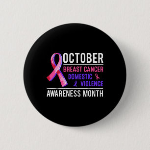 Cancer and Domestic Violence Awareness Month Famil Ronde Button 5,7 Cm