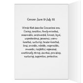 Cancer Astrologie Carte d'anniversaire 21 juin-22 (Intérieur (Gauche))