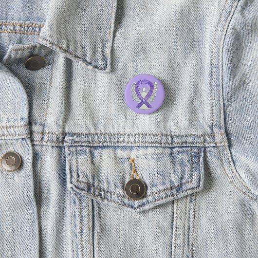 Cancer Awareness Lavendel Lint Engel Button Pins (In situ)