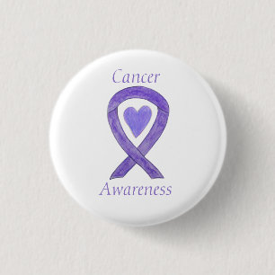 Cancer Awareness Lavendel Lint Hart Button Spelden