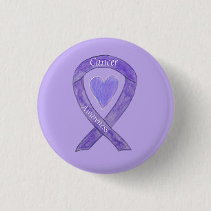 Cancer Awareness Lavendel Lint Hart Button Spelden