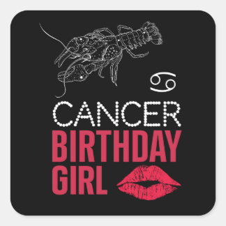 CANCER BIRTHDAY GIRL VIERKANTE STICKER