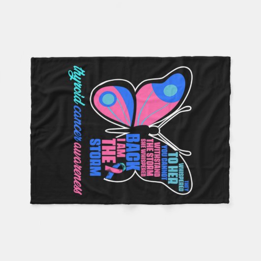 Cancer Butterfly - Schildklier Survivor Schildklie Fleece Deken (Voorkant (Horizontaal))