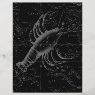 Cancer Constellation Hevelius 1690 op Black