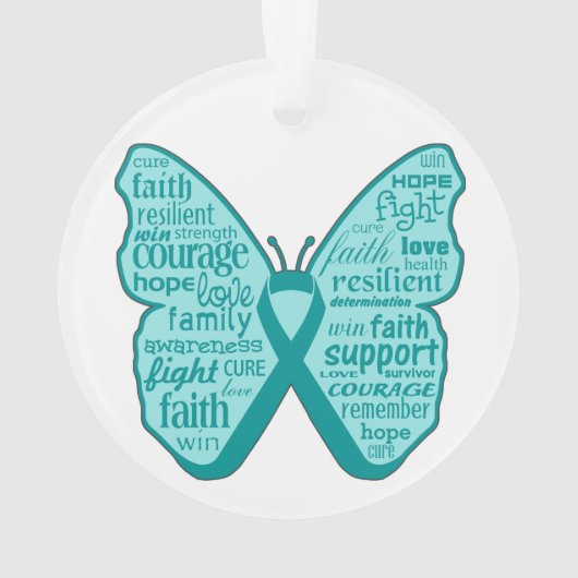 Cancer de l'ovaire Papillon Collage de mots (dos)