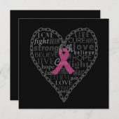 Cancer du sein, conscience, ruban rose carte plat (Devant / Derrière)