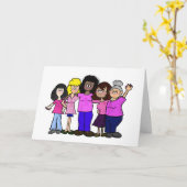 Cancer du sein - Les femmes en rose carte de voeux (Fleur jaune)