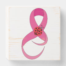Cancer du sein Pink Ruban Ladybug Luck Bois Box