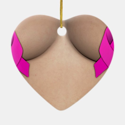 Cancer du sein Rubans roses Ornement de Noël (Dos)