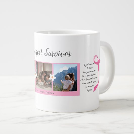Cancer du sein Survivant Trois photos Collage Mug (Devant droit)