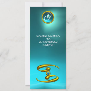 CANCER OPALE MONOGRAM aquamarine helder blauw Kaart