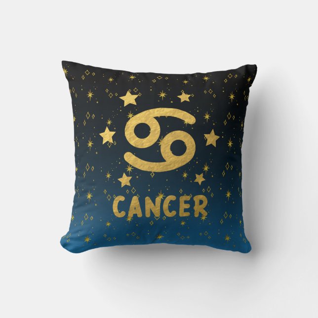 Cancer Oreiller bleu zodiaque et or (Recto)