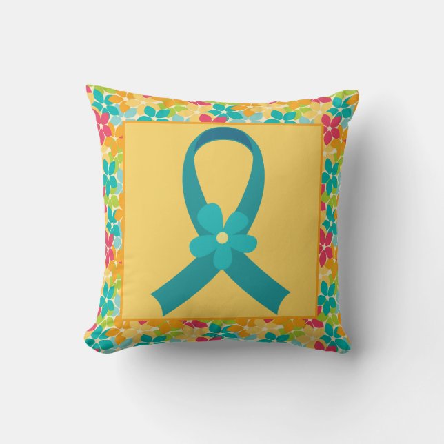 Cancer ovarien ou cadeau de coussin de ruban de (Recto)