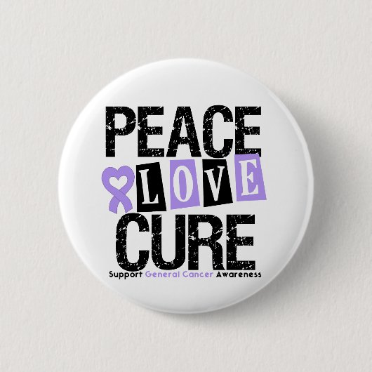 Cancer Peace Love Cure Ronde Button 5,7 Cm (Voorkant)