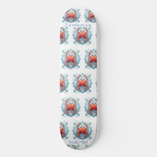 Cancer Personnalisé Crabe Astrologie Skateboard (Recto)