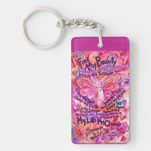 Cancer Poem Rainbow Pendant Sleutelhanger (Voorkant)