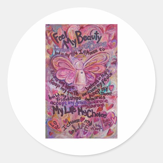 Cancer rose Ange Poème Autocollants d'art personna (Devant)