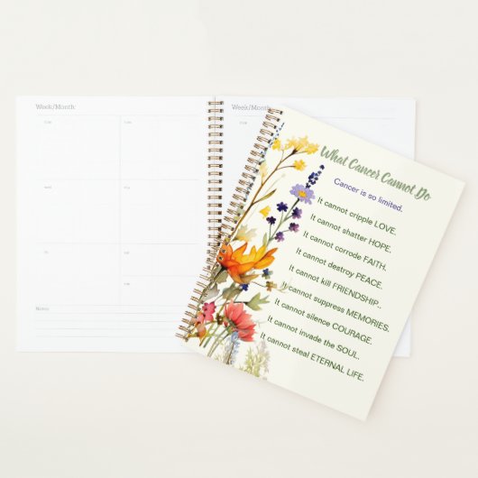 Cancer Support Inspire Fleur sauvage Sage Planner (Devant avec enveloppe)
