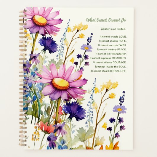 Cancer Support Inspire Fleur sauvage Sage Planner (Devant)