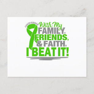 Cancer Survivor Faith Friends Family Green & Grey Uitnodiging Briefkaart