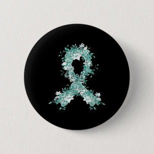 Cancer Survivor Gift Blauwgroen lint eierstokkanke Ronde Button 5,7 Cm